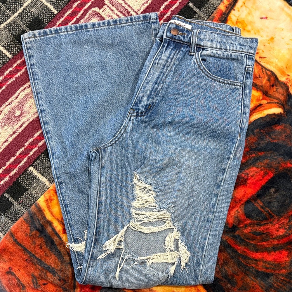 Women’s High Waist Distressed Blue Jeans